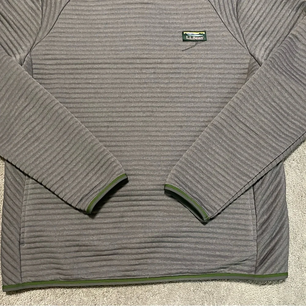L.L. Bean Gray Ribbed Crewneck with Green Trim - Picture 3 of 16